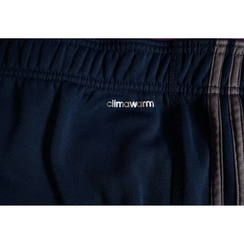 Adidas 2XL Climawarm Track Pants Blue & Gray 3 Stripe Fleece Athletic AV1001
